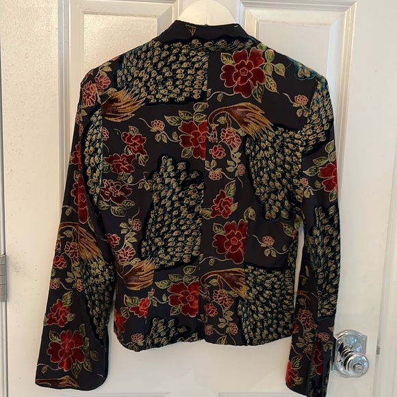 Colourful Vintage blazer/ blouse velour like material sz 6 - Picture 7 of 9